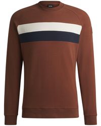 BOSS - Equestrian Stretch-Cotton Sweatshirt With Block Stripes - Lyst
