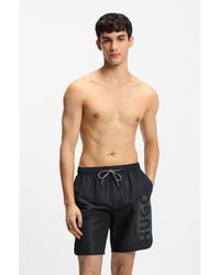 HUGO - Quick-Dry Swim Shorts With Spray-Effect Logo - Lyst