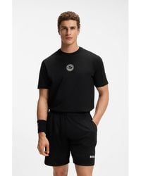 BOSS - Stretch-Cotton T-Shirt With Tennis Artwork - Lyst