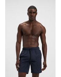 BOSS - Quick-Dry Swim Shorts With Large Embroidered Logo - Lyst