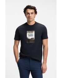 BOSS - Cotton-Jersey T-Shirt With Printed Artwork - Lyst