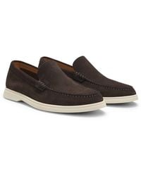 BOSS - Suede Loafers With Emed Logo - Lyst