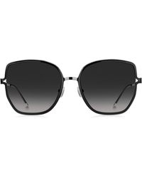 BOSS - Schwarze Sonnenbrille mit geteilten Bügeln und Logo-Kette - Lyst