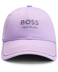 BOSS - Equestrian Embroidered-Logo Cap With Leather Strap - Lyst