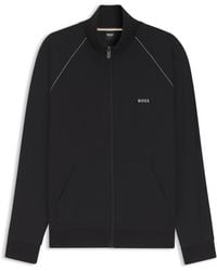 BOSS - Veste Zippée En Coton Stretch Avec Logo Brodé - Lyst