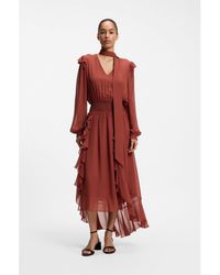 BOSS - Detachable-Scarf Dress - Lyst