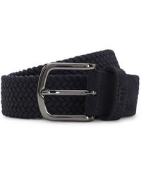 BOSS - Woven Belt With Leather Trims - Lyst