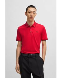 HUGO - Stretch-Cotton Slim-Fit Polo Shirt With Printed Logo - Lyst