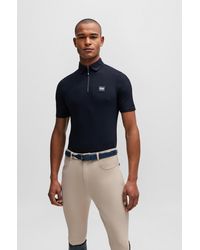 BOSS - Equestrian Training Shirt With Signature Logo Patch - Lyst