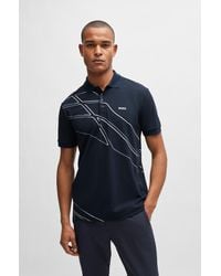 BOSS - Active-stretch Cotton-blend Polo Shirt With Seasonal Artwork - Lyst