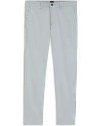 BOSS - Regular-Fit Broek Van Elastisch Katoenen Satijn - Lyst