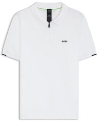 BOSS - Pull À Encolure Polo Zippée En Coton - Lyst