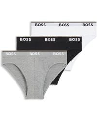 BOSS - Lot de trois slips en coton stretch avec logos à la taille - Lyst