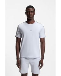 BOSS - Stretch-Cotton Pyjama Top With Signature-Stripe Tape - Lyst