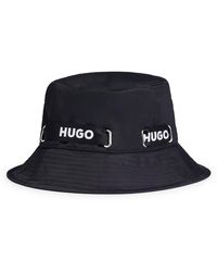 HUGO - Branded-ribbon Bucket Hat In Waterproof Nylon - Lyst