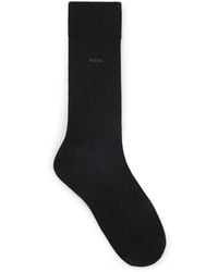 BOSS - Regular-length Socks In A Mercerized-cotton Blend- Black Men's Business Socks Size 7-13 - Lyst
