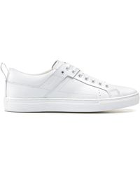 HUGO Lace-up Trainers In Leather With Logo Pull-loop - White