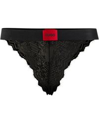 HUGO - Briefs In Geometric Lace With Red Logo Label - Lyst