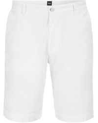 BOSS Lightweight Shorts In Italian Stretch Cotton With Overdyed Finish - White