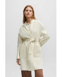 BOSS - Manteau en laine vierge et cachemire avec ceinture - Lyst