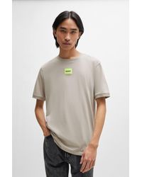 HUGO - Cotton-jersey T-shirt With Logo Label - Lyst