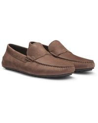 BOSS - Mocassins En Cuir Nubuck Avec Semelle À Picots - Lyst