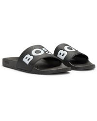 BOSS - Italian-made Slides With Large Logo Detail - Lyst