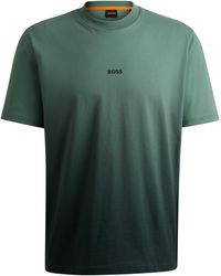 BOSS - T-shirt Van Katoenen Jersey Met Dip-dyed Afwerking - Lyst