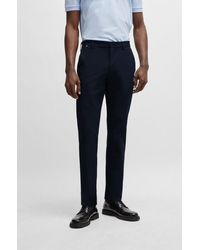BOSS - Slim-fit Trousers In Stretch-cotton Satin - Lyst