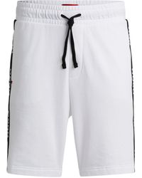 HUGO - Shorts aus Baumwoll-Terry mit Logo-Stickereien und Tunnelzugbund - Lyst