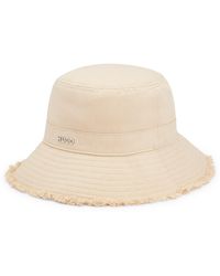 HUGO - Cotton-twill Camping Hat With Logo And Fringing - Lyst