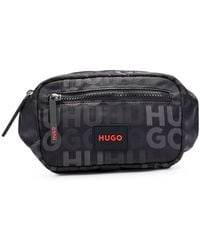 HUGO - Stacked-logo-pattern Belt Bag With Branded Rubber Patch - Lyst