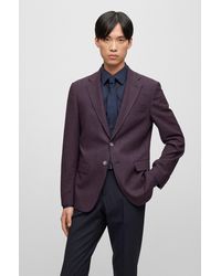BOSS - Slim-fit Jacket In Micro-pattern Stretch Cloth - Lyst