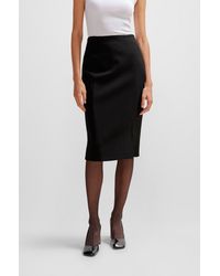 BOSS - Pencil Skirt In Stretch Fabric With Front Slit - Lyst