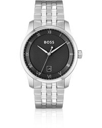 BOSS - Horloge Met Zwarte Wijzerplaat Met Dessin En Geschakelde Polsband - Lyst