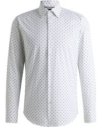 BOSS - Regular-Fit Overhemd Van Katoenen Stretchpopeline Met Print - Lyst