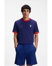 BOSS - Stretch-Cotton T-Shirt With Country Flag And Logo - Lyst
