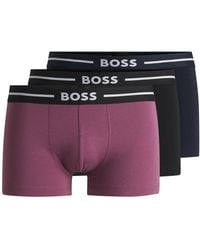 BOSS - Set Van Drie Korte Boxershorts Met Logotailleband Van Stretchkatoen - Lyst