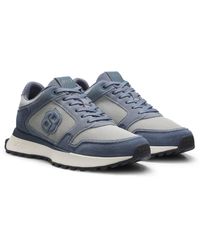 BOSS - Suede-Trim Trainers With Double B Monogram - Lyst