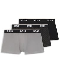BOSS - Three-Pack Of Stretch-Cotton Trunks With Logo Waistbands - Lyst