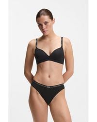 BOSS - Stretch-Jersey Triangle Bra With Logo Straps - Lyst