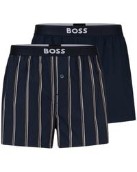 BOSS - Set Van Twee Katoenen Pyjamashorts Met Logotailleband - Lyst