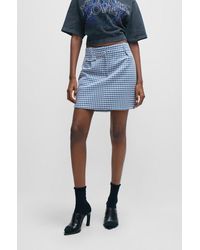 HUGO - Houndstooth Mini Skirt In A Cotton Blend - Lyst