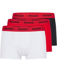 BOSS by HUGO BOSS Set Van Drie Korte Boxershorts Met Logotailleband Van Stretchkatoen - Rood