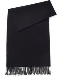 BOSS - Pure-wool Scarf With Embroidered Logo And Fringing - Lyst
