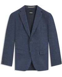 BOSS - Slim-Fit Blazer Van Stretchmateriaal Met Dessin - Lyst