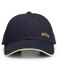 BOSS by HUGO BOSS Cap aus Baumwoll-Twill mit geschwungenem Logo - Blau