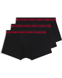 HUGO - Three-Pack Of Stretch-Cotton Trunks With Logo Waistbands - Lyst