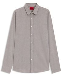 HUGO - Extra Slim-Fit Hemd Aus Baumwolle Mit Fischgrät-Muster - Lyst