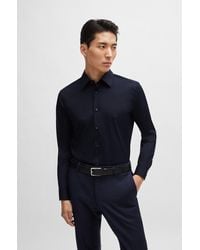 BOSS - Slim-fit Shirt In Cotton-blend Poplin With Stretch - Lyst